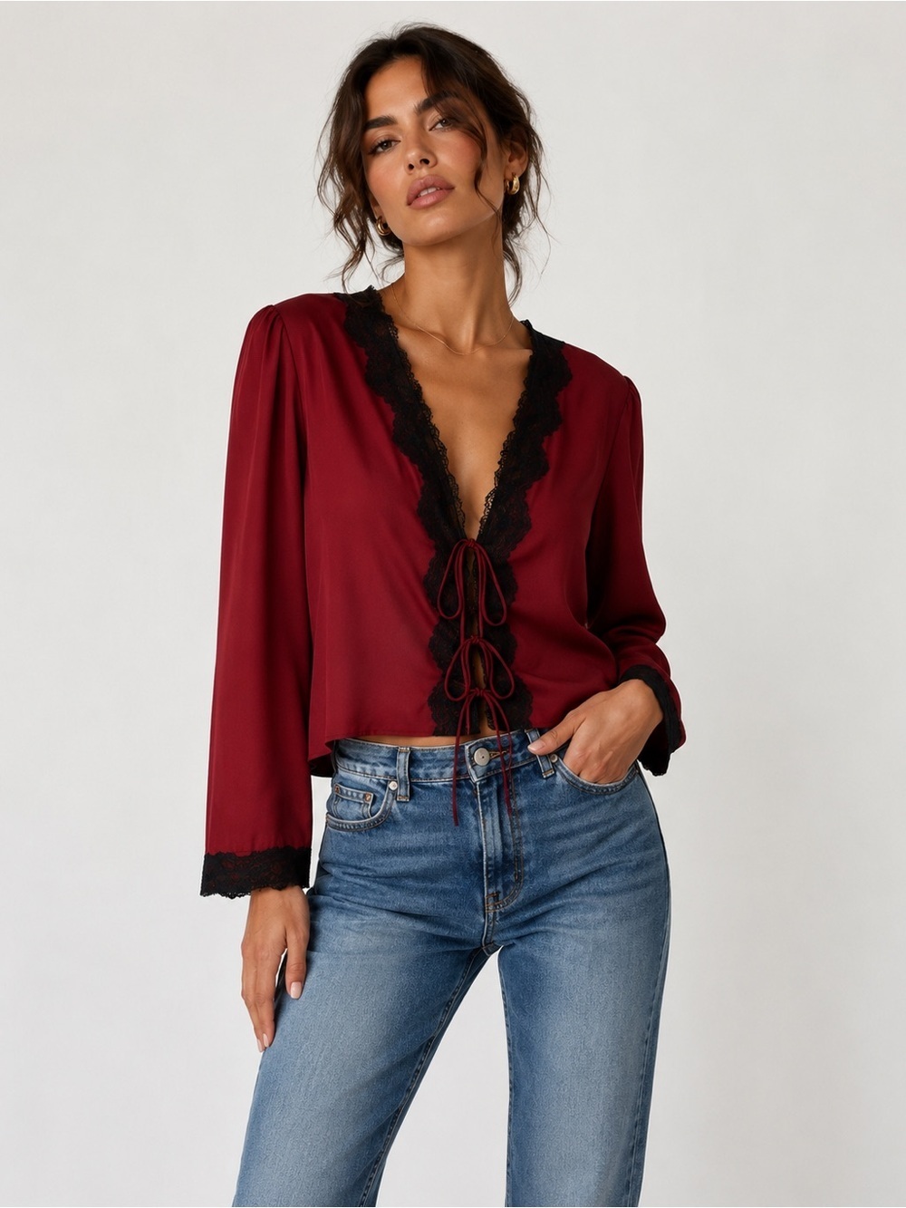 Zara lace trim blouse Small